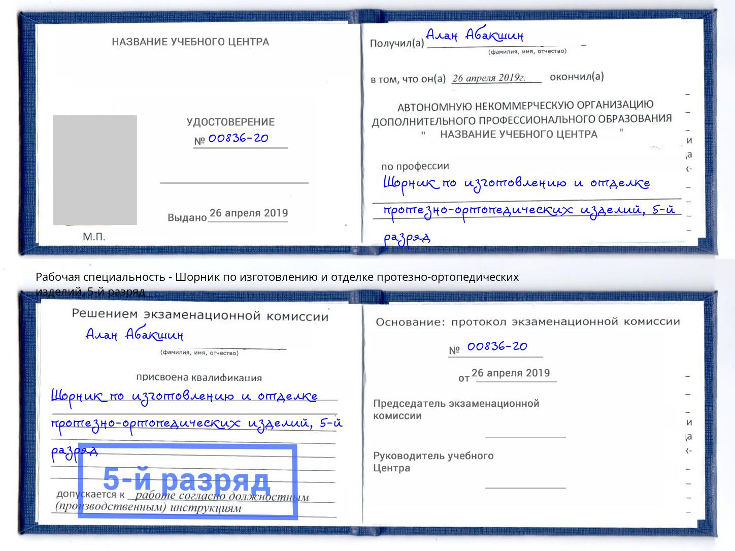 корочка 5-й разряд Шорник по изготовлению и отделке протезно-ортопедических изделий Амурск