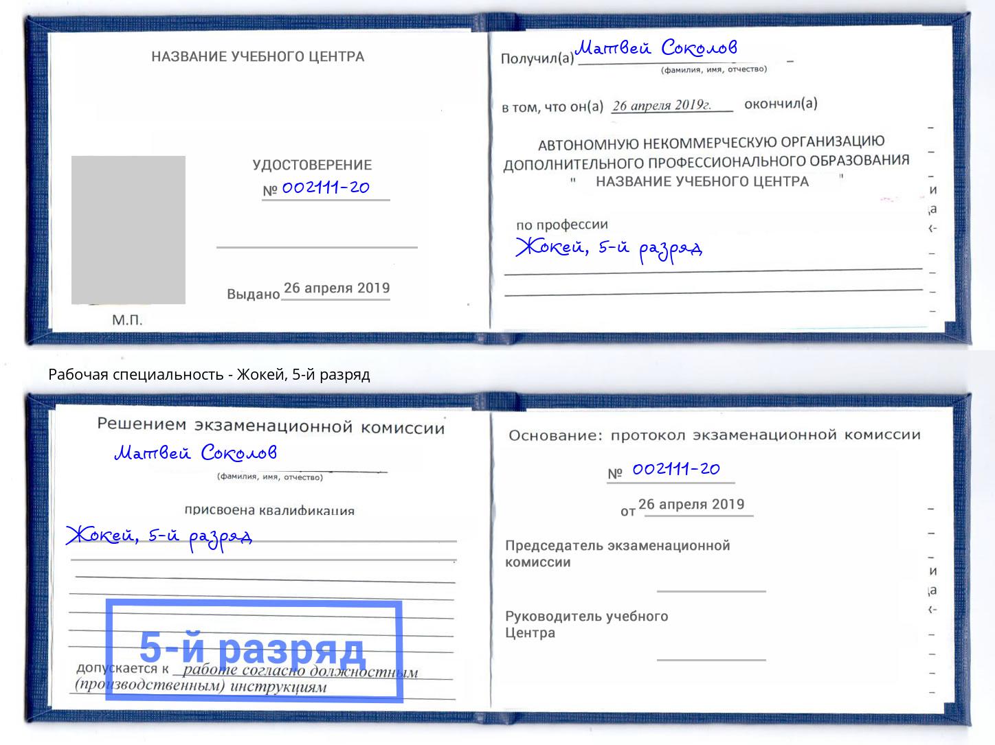 корочка 5-й разряд Жокей Амурск